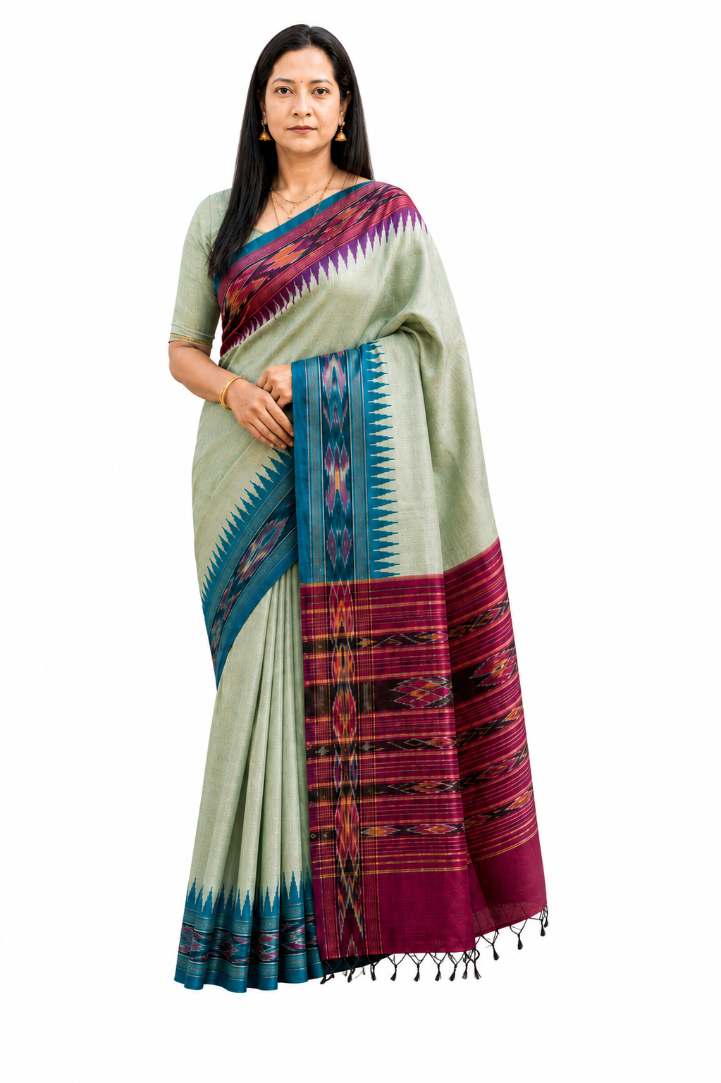 ADVITA Chandralekha : Premium Raw Silk Traditional  Sambalpur Ikkat border